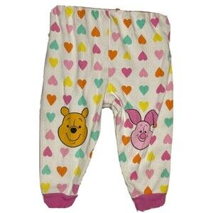 Winnie the Pooh Pajama Bottoms Girls 12 Month Pink Cotton Leggings Piglet Disney